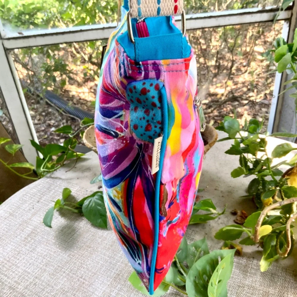 FLORAL MULTI COLOR  SUMMER HANDBAG - CROSSBODY/SHOULDER BAG  NWT “Art-to-Wear - Picture 13 of 15